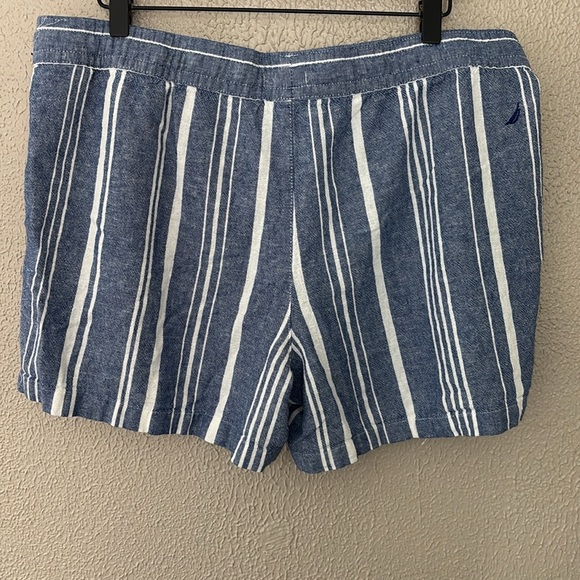 Women’s Nautica Striped Blue White Linen Blend Shorts, Large, Summer - Picture 5 of 6